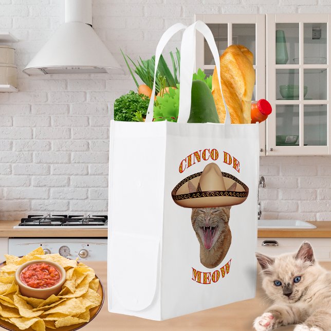 Cinco De Meow Cat Cinco De Mayo Mexico Reusable Grocery Bag (Cinco De Meow Cat Cinco De Mayo Mexico Reusable Grocery Bag)
