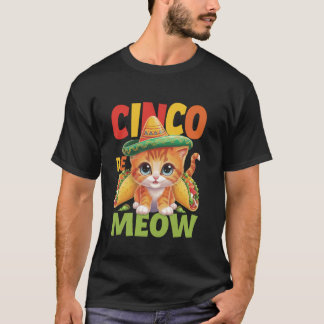 Cinco De Meow Cat Sombrero Poncho Cinco De Mayo Ca T-Shirt