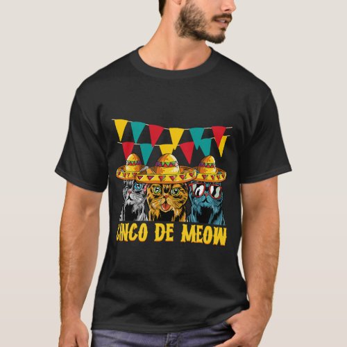 Cinco De Meow Cats Cinco De Mayo Mexico  retro T_Shirt