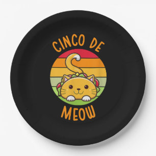Cinco De Meow Cinco De Mayo Funny Tacos Cat Lover Paper Plates