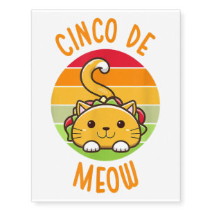 Cinco De Meow Cinco De Mayo Funny Tacos Cat Lover Temporary Tattoos