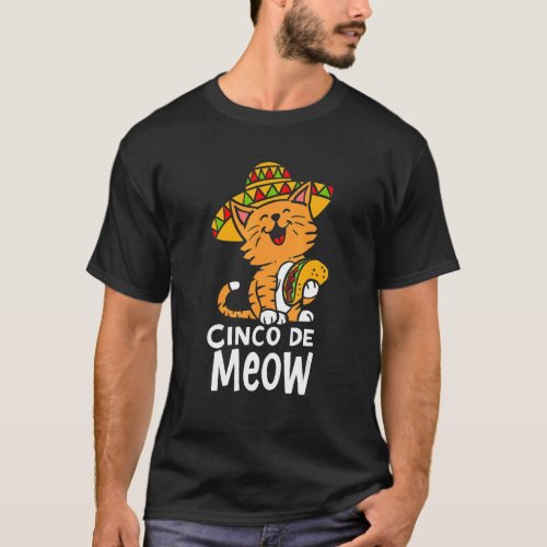 Cinco De Meow Cute Cinco De Mayo Sombrero Taco Cat T_Shirt