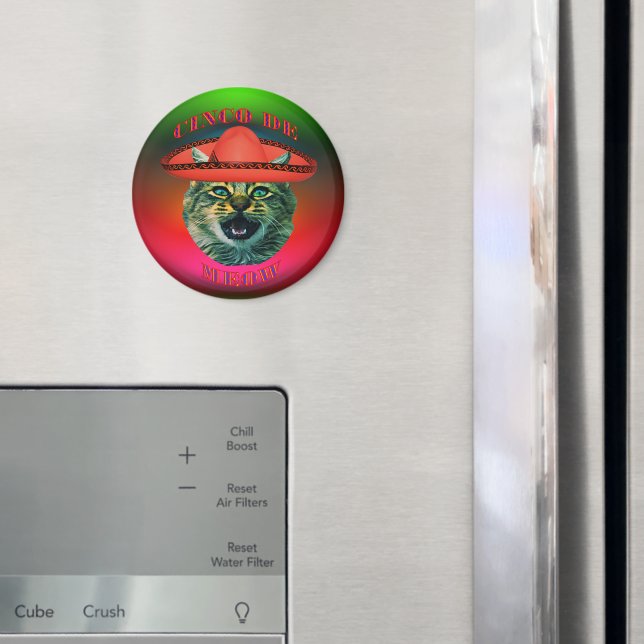 Cinco De Meow Gray Cat Cinco De Mayo Mexico Refrig Magnet (In Situ (Fridge))