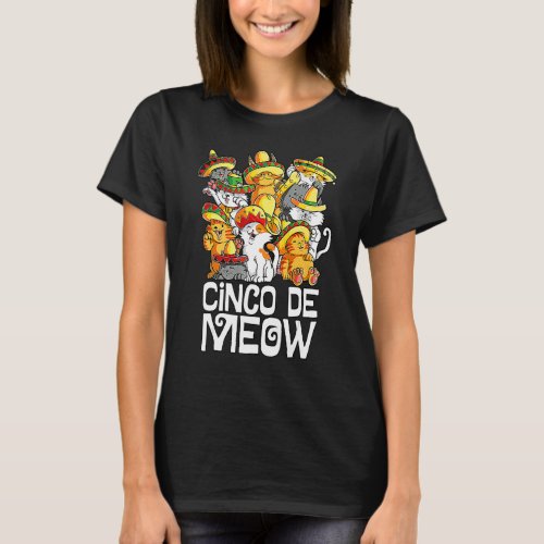 Cinco De Meow Mayo Cat Sombrero Mexican Taco Cinco T_Shirt
