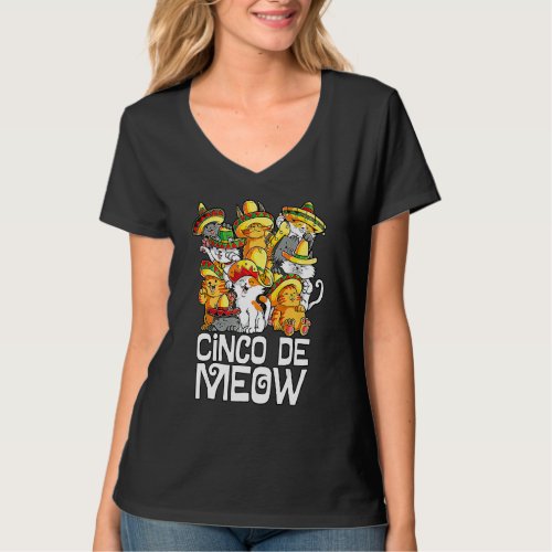 Cinco De Meow Mayo Cat Sombrero Mexican Taco Cinco T_Shirt