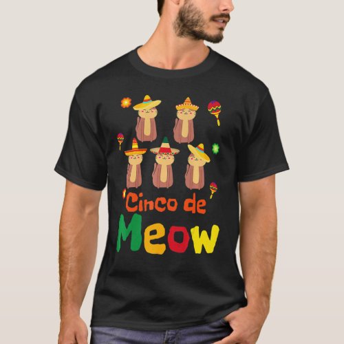 Cinco De Meow Mayo Fun Cute Cats Mexican Holiday H T_Shirt