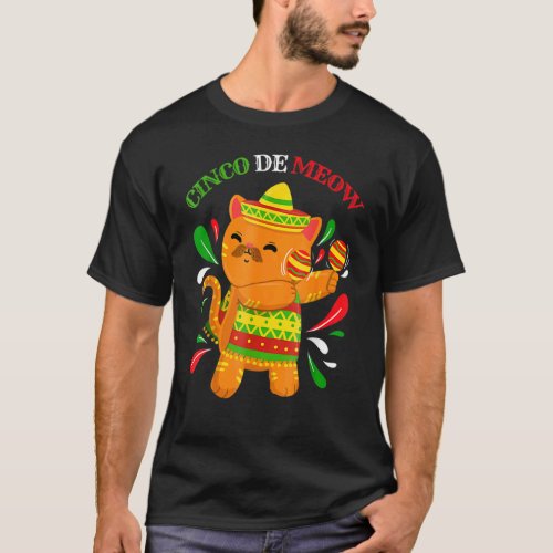 Cinco De Meow  Mexican Cat Cinco De Mayo Fiesta T_Shirt