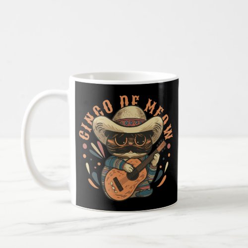 CINCO DE MEOW MEXICAN CAT WITH GUITAR  COFFEE MUG