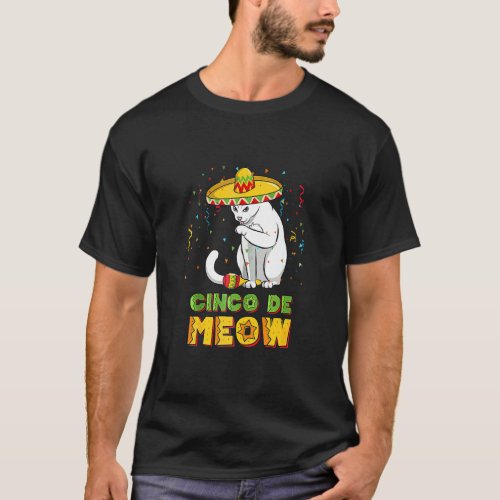 Cinco De Meow Mexican Sombrer Cat  Cinco De Mayo  T_Shirt
