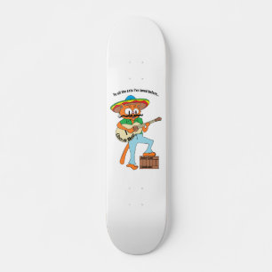"Cinco de Meow" Singing Cartoon Mustache Cat Skateboard