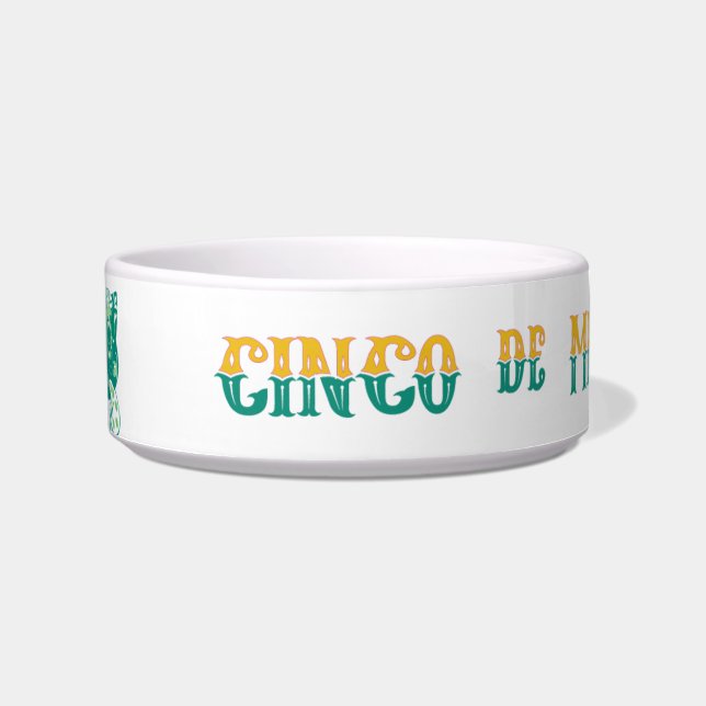 Cinco De Meowo Ceramic Pet Bowl (Front)