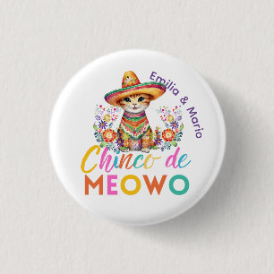 Cinco De Meowo Cute Cat Fiesta Party Custom Button