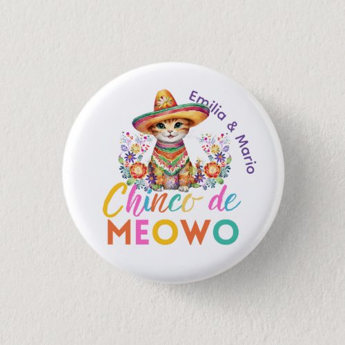 Cinco De Meowo Cute Cat Fiesta Party Custom Button