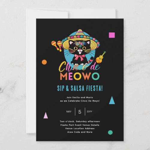 Cinco De Meowo Fun Fiesta Cat Mayo Party Invitation