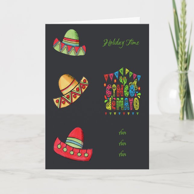 Cinco deMayo Holiday Mexican Hats Card (Front)
