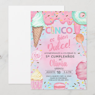 Cinco es bien dulce girl 5th birthday invitation. invitation
