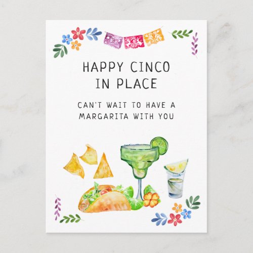 Cinco in Place  Tacos  Tequila Social Distancing Postcard