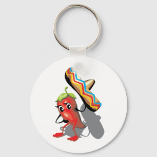 CincoDeMayo-050 RED HOT CHILI PEPPER SOMBRERO HAT Keychain