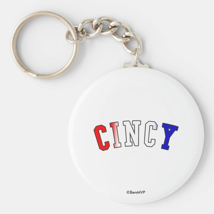 Cincy in Ohio State Flag Colors Keychain