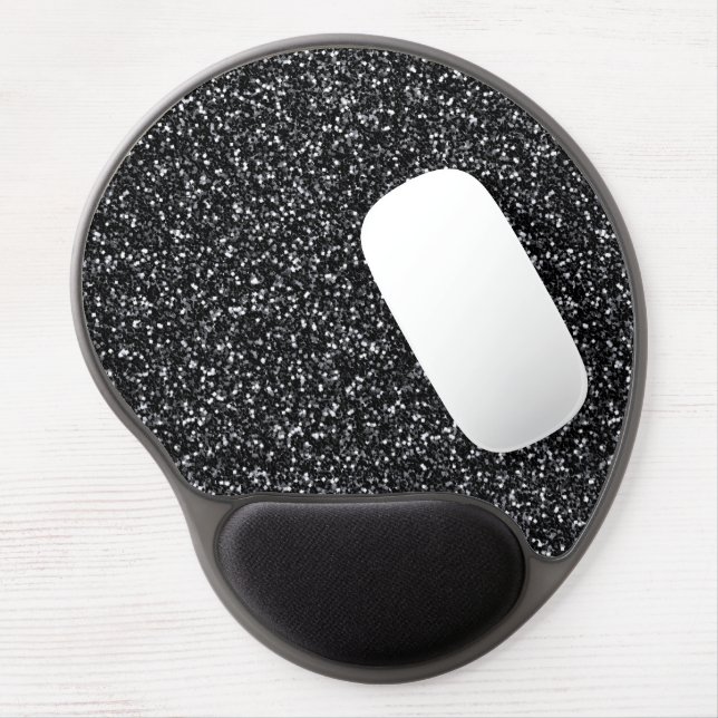 Cinder Black Glitter Gel Mouse Pad (Left Side)