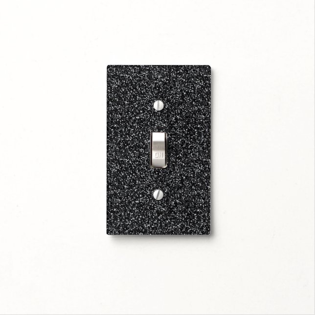 Cinder Black Glitter Light Switch Cover (In Situ)