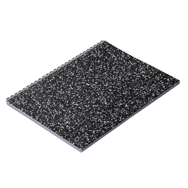Cinder Black Glitter Notebook (Left Side)