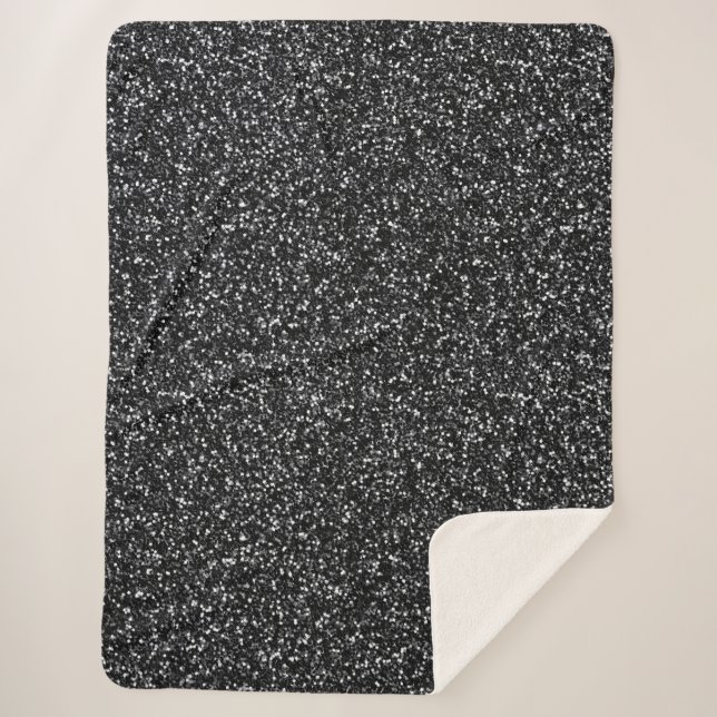 Cinder Black Glitter Sherpa Blanket (Front)