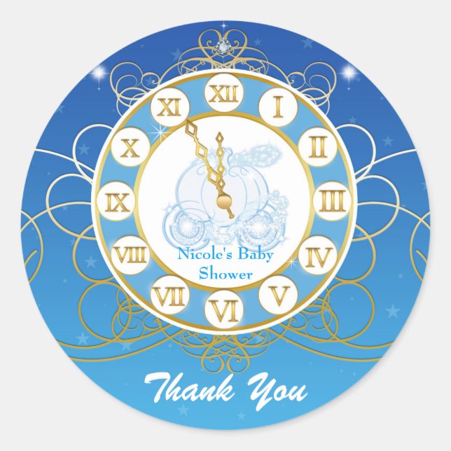 Cinderella Almost Midnight Blue Favor Stickers (Front)