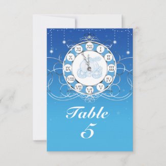 Cinderella Almost Midnight Silver Blue Table Invitation
