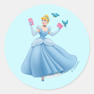 Cinderella and Birds Classic Round Sticker