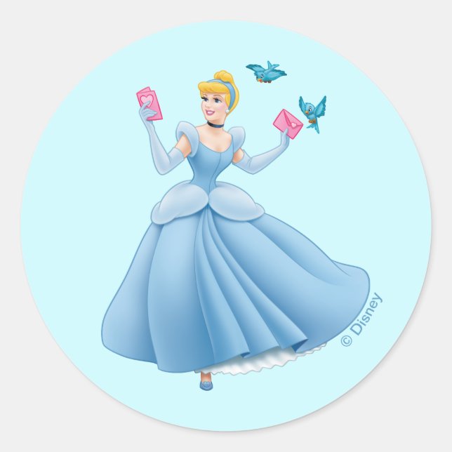 Cinderella and Birds Classic Round Sticker (Front)