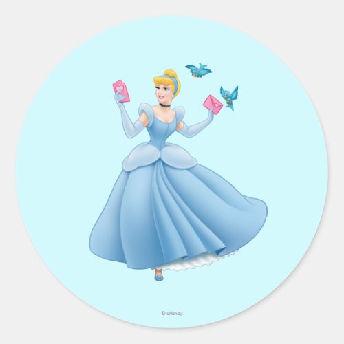Cinderella and Birds Classic Round Sticker