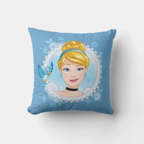 Cinderella And Blue Bird Throw Pillow