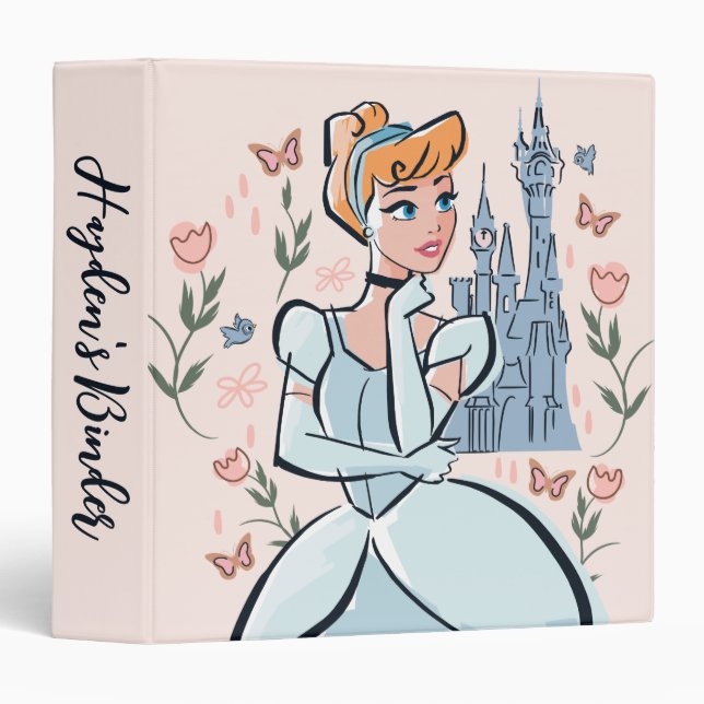 Cinderella and Castle Stylized Badge 3 Ring Binder (Front/Spine)