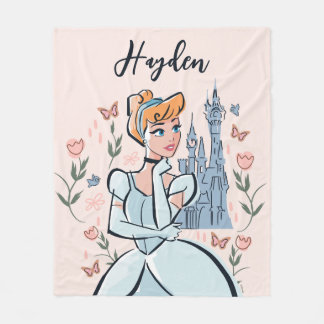 Cinderella and Castle Stylized Badge Fleece Blanket