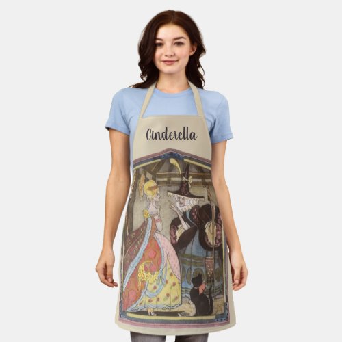 Cinderella and Fairy Godmother Vintage Fairy Tale Apron