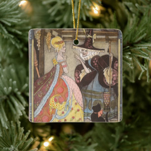 Cinderella and Fairy Godmother, Vintage Fairy Tale Ceramic Ornament
