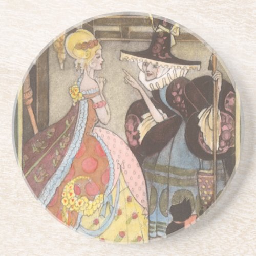 Cinderella and Fairy Godmother Vintage Fairy Tale Coaster