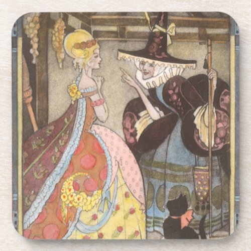 Cinderella and Fairy Godmother Vintage Fairy Tale Drink Coaster