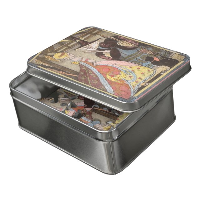 Cinderella and Fairy Godmother, Vintage Fairy Tale Jigsaw Puzzle (Lid Open)