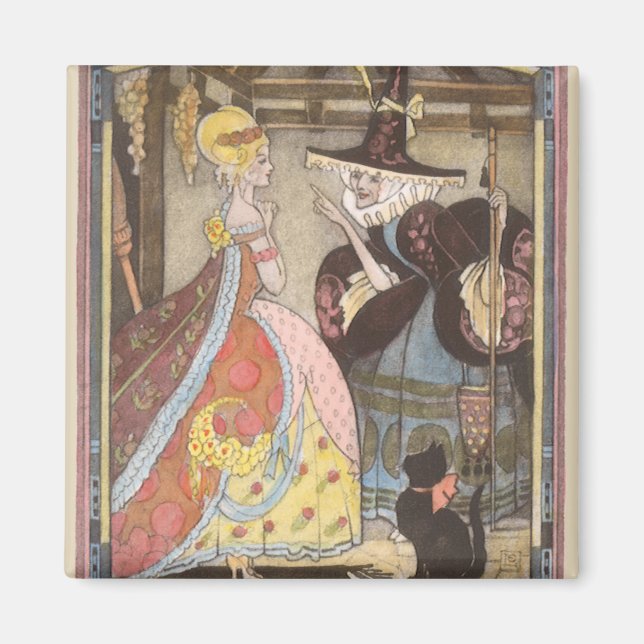 Cinderella and Fairy Godmother, Vintage Fairy Tale Magnet (Front)