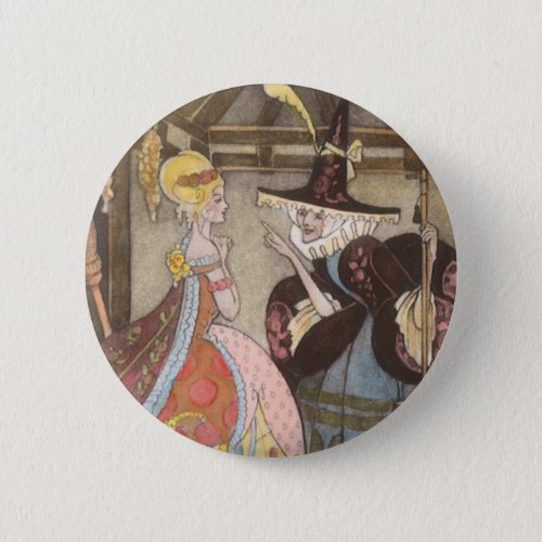 Cinderella and Fairy Godmother Vintage Fairy Tale Pinback Button