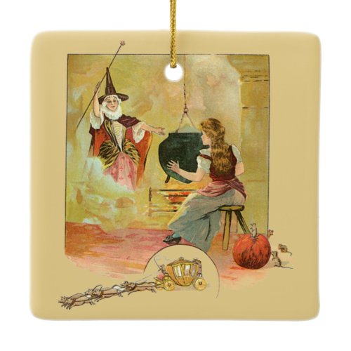 Cinderella And Her Fairy God Mother  Ceramic Ornament