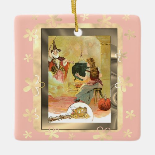 Cinderella And Her Fairy God Mother Ceramic Ornament
