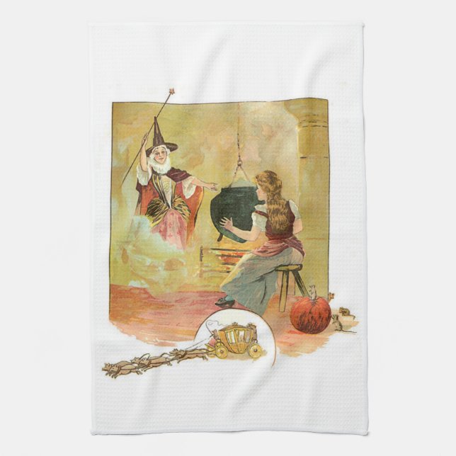 Cinderella And Her Fairy God Mother Kitchen Towel (Vertical)