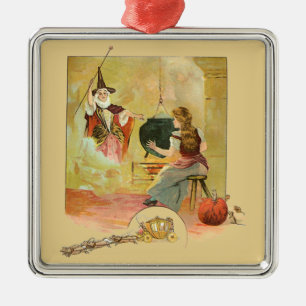 Cinderella And Her Fairy God Mother Metal Ornament