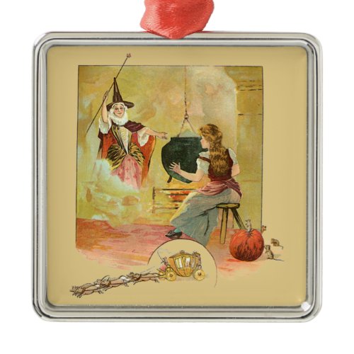 Cinderella And Her Fairy God Mother  Metal Ornament