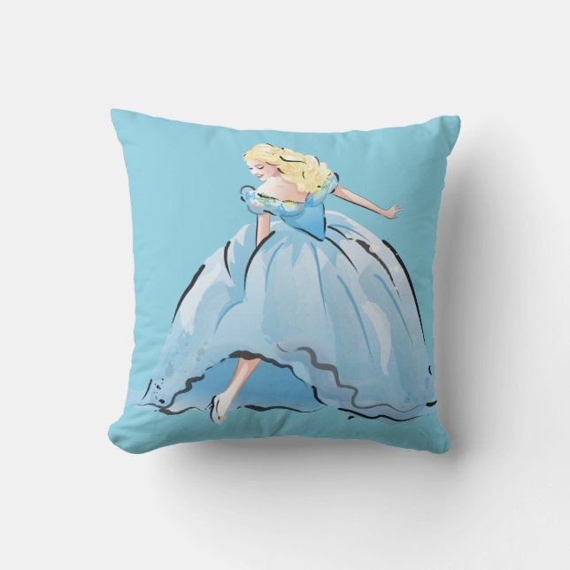 Cinderella And Her Glass Shoe Throw Pillow (Front)
