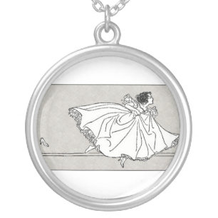 Cinderella and Her Shoe Silver Plated Necklace