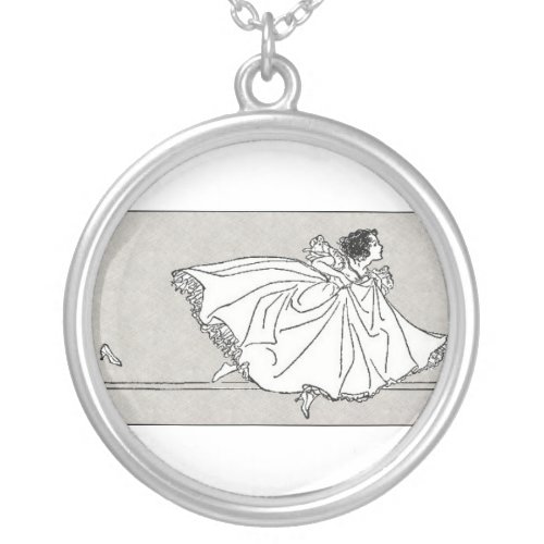 Cinderella and Her Shoe Silver Plated Necklace